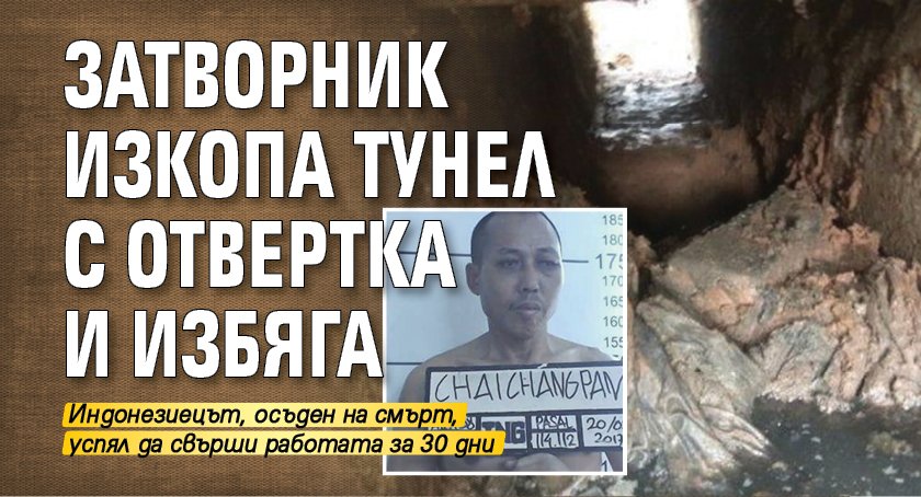 Затворник изкопа тунел с отвертка и избяга Индонезиецът осъден на