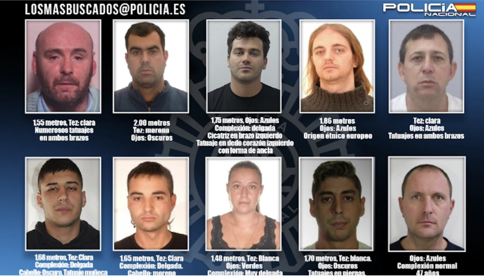 Испанската Национална полиция започна кампания за залавянето на десетте най